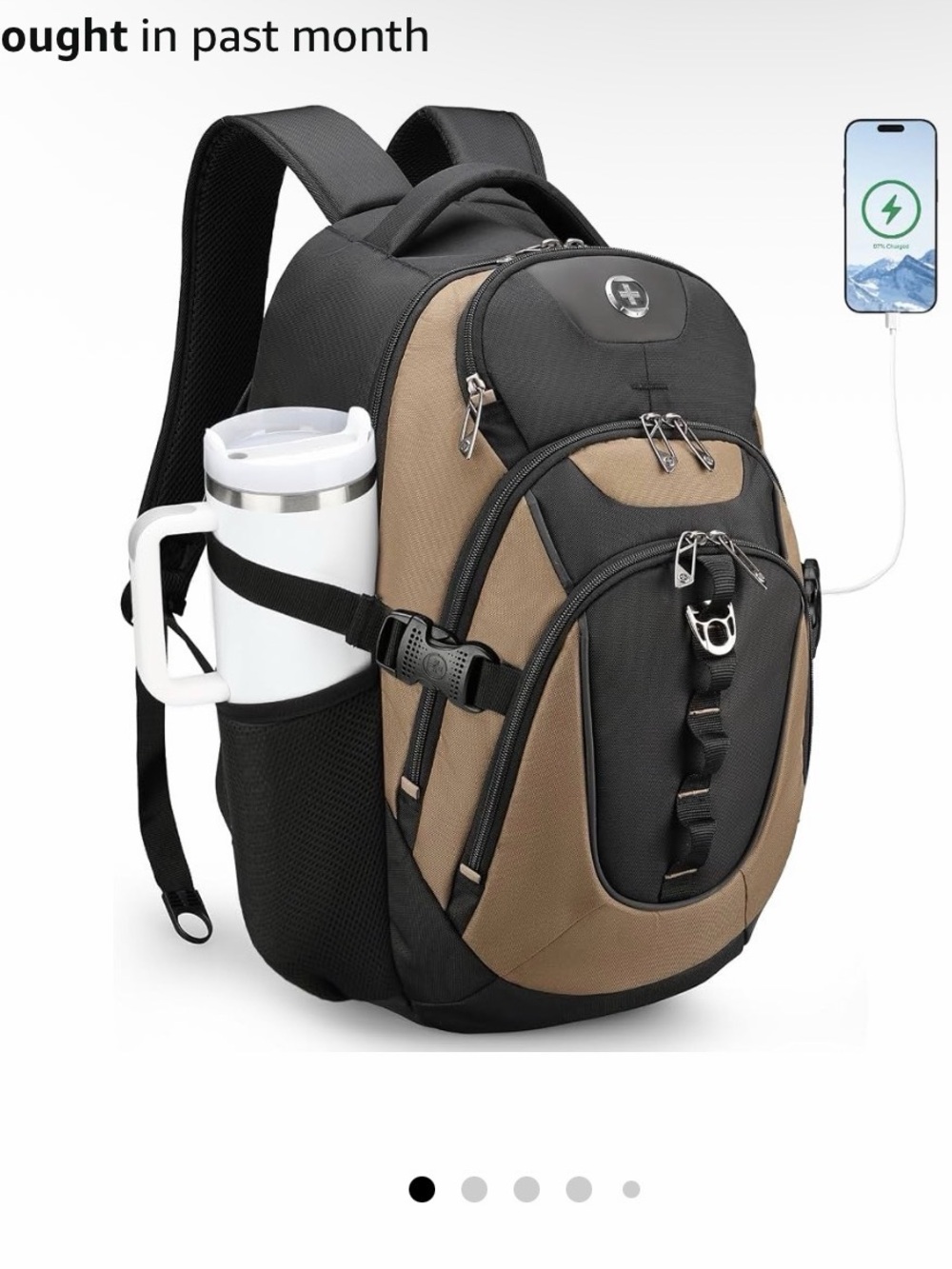Swissdigital Design Laptop Backpack USB Charging RFID Black SD803-34 Tan/black